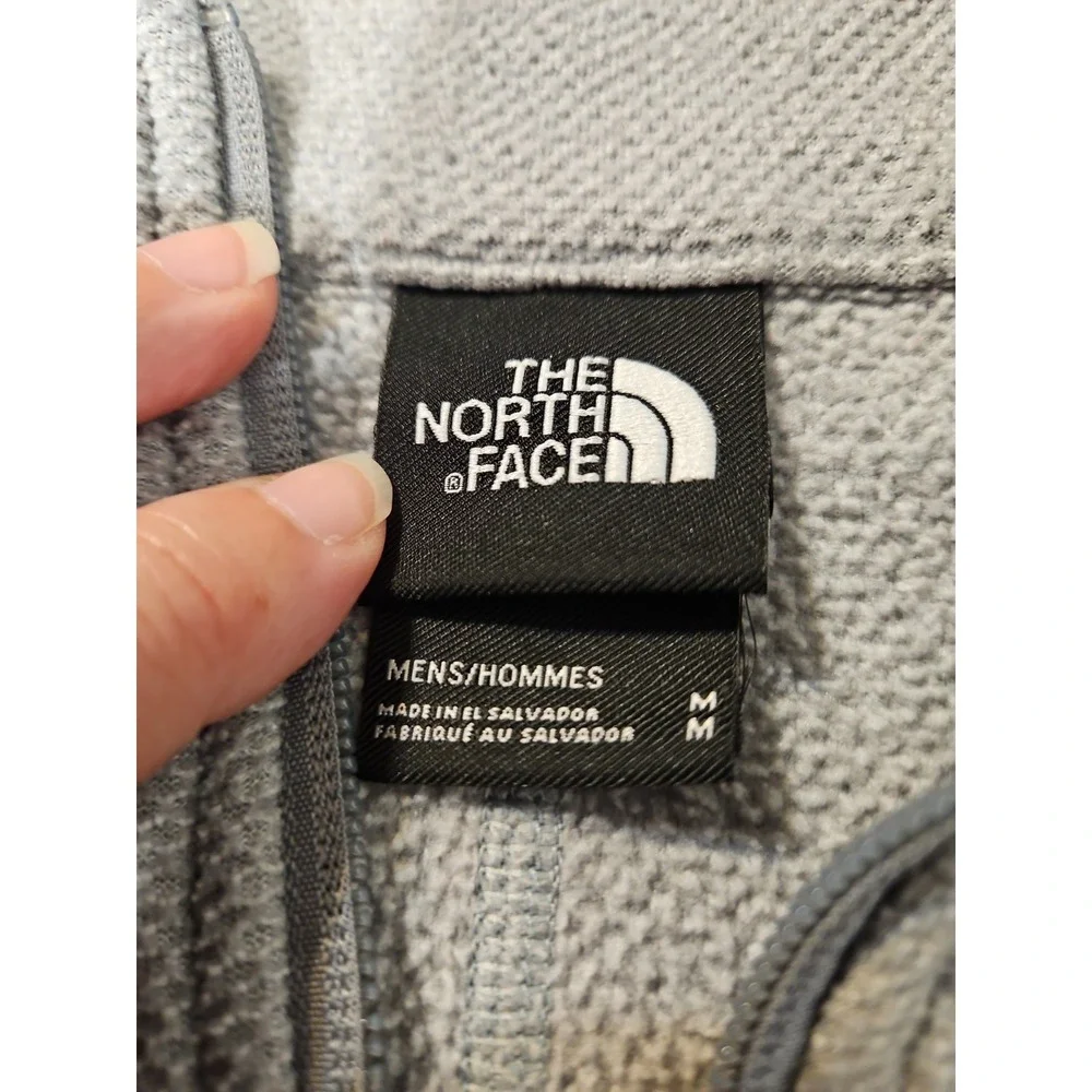 The North Face 1/4 Zip Fleece Pullover Mens Medium Gray Waffle Knit Jacket (1749